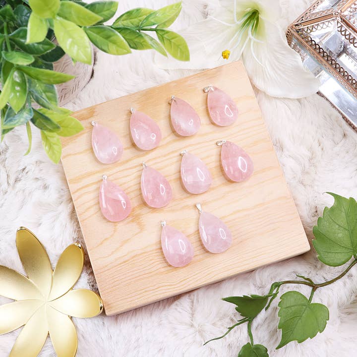 Natures Artifacts Inc - Wholesale Individual Charm/Pendant - Rose Quartz Teardrop Pendants - Rose Quartz Jewelry1