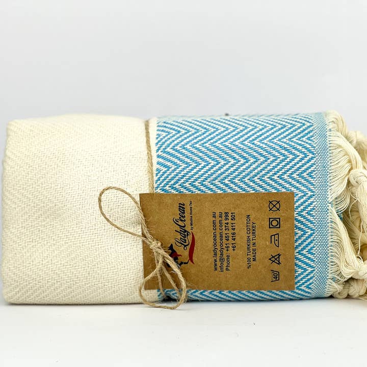 Blue Shark Zigzag - %100 Original Turkish Cotton Towels for wholesale by LADY OCEAN