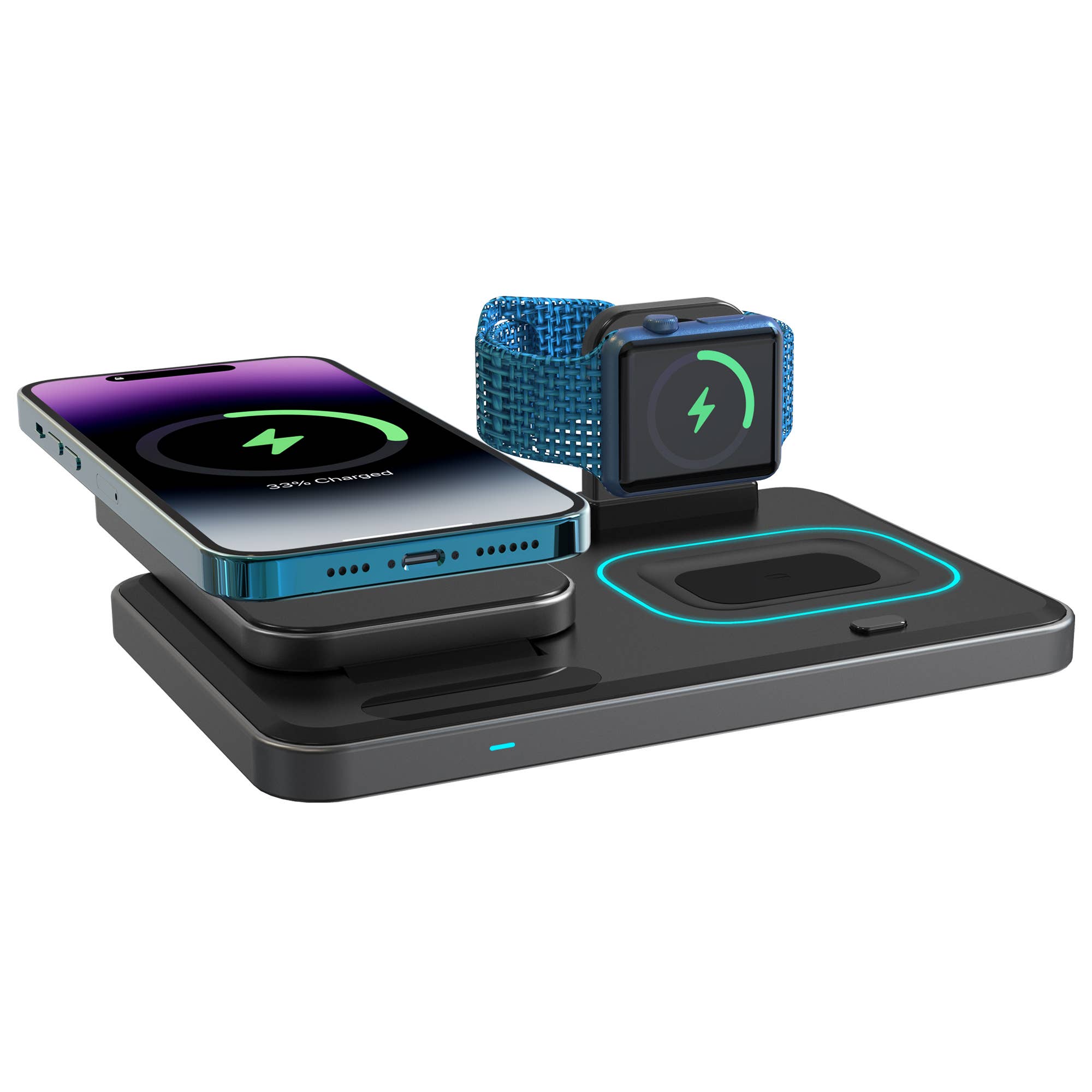 LAX Gadgets - Wholesale Charger - Flat Folding 3-in-1 Fast Wireless Charger -Retail Packaging13