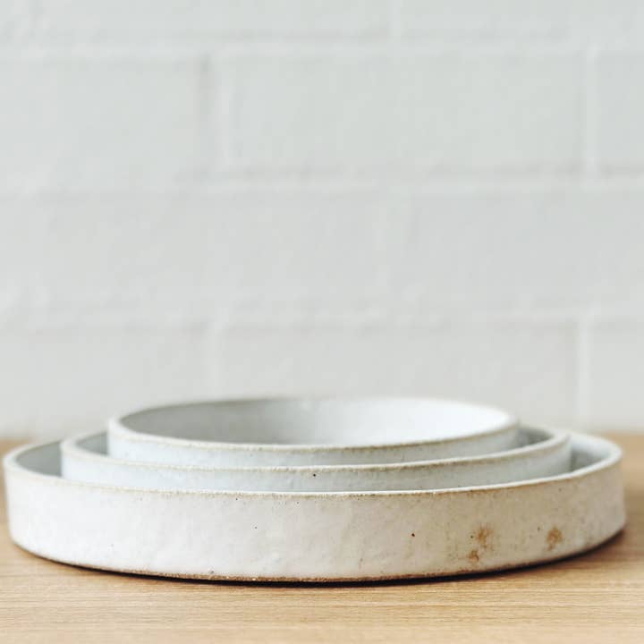 Jenn Johnston Ceramics - Wholesale Dinner Plate - white straight edge flat plates