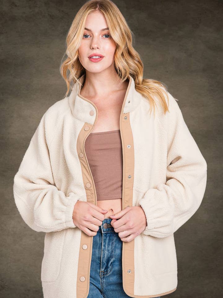 Sherpa Button Down Jacket 3423T-1 for wholesale by ELLEBORN