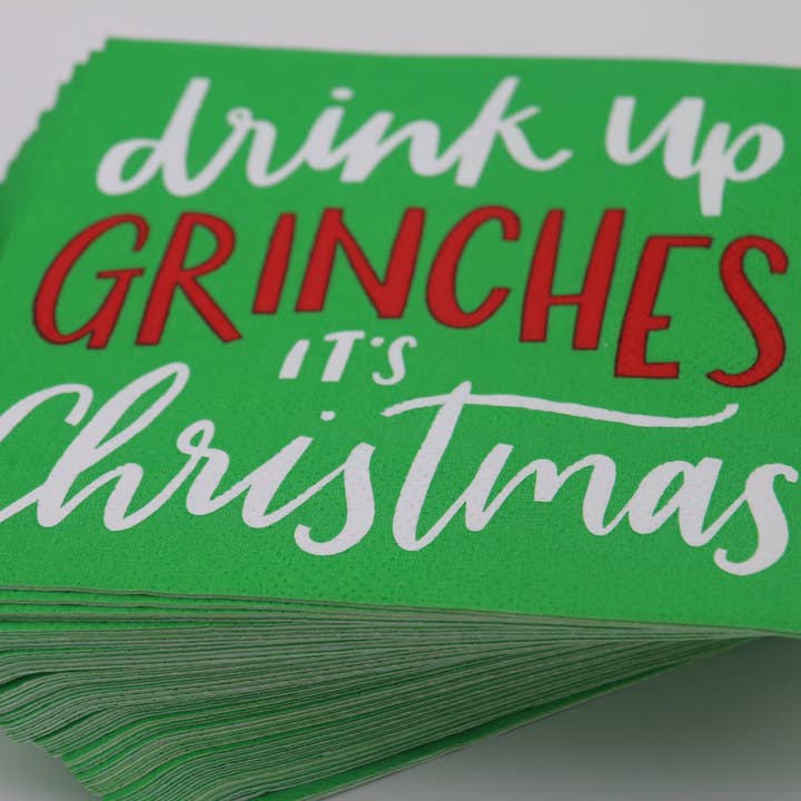 soiree-sisters - Wholesale Disposable Napkin - Funny Christmas Napkins | Drink Up Grinches - 20ct