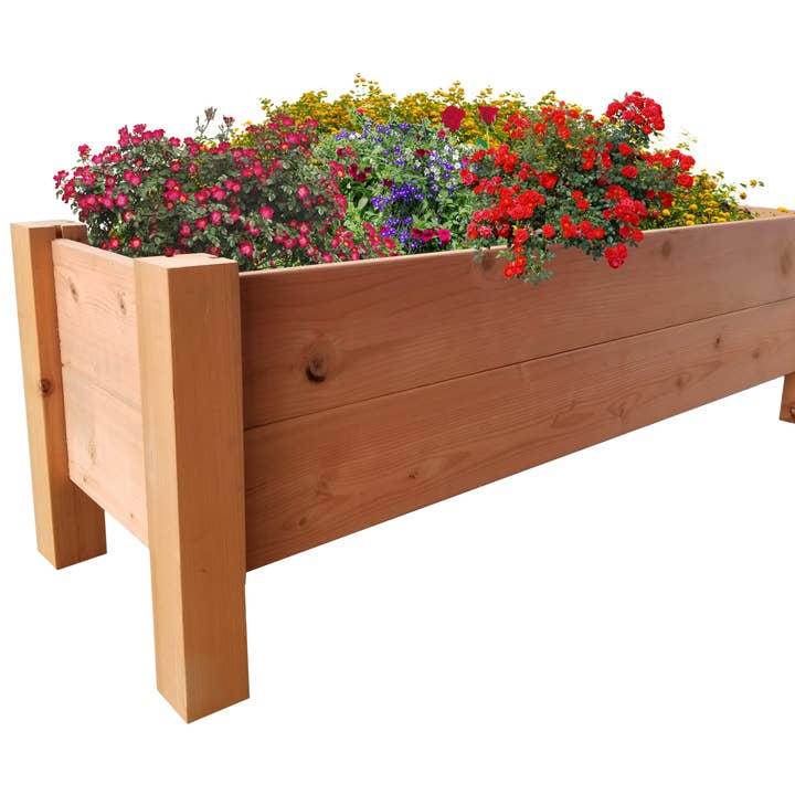 GrowGardens 1' x 4' x 16" Redwood Elevated Garden Bed for wholesale by GrowGardens