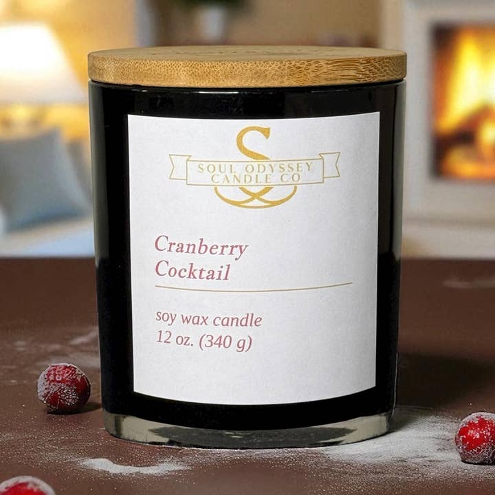 Tranbärscocktail Ljus | 12 oz för wholesale av Soul Odyssey Candle Co
