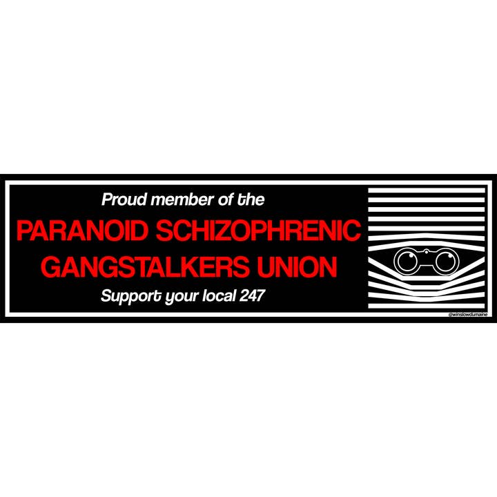 Adhesivo para parachoques PARANOID SCHIZOPRENIC GANGSTALKERS UNION para venta al por mayor de Defensive Wounds