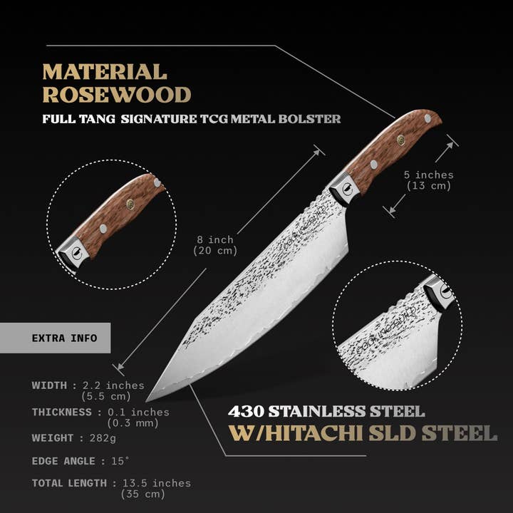 The Cooking Guild - Wholesale Kitchen/Utility Knife - 8" Grizzly Chef knife