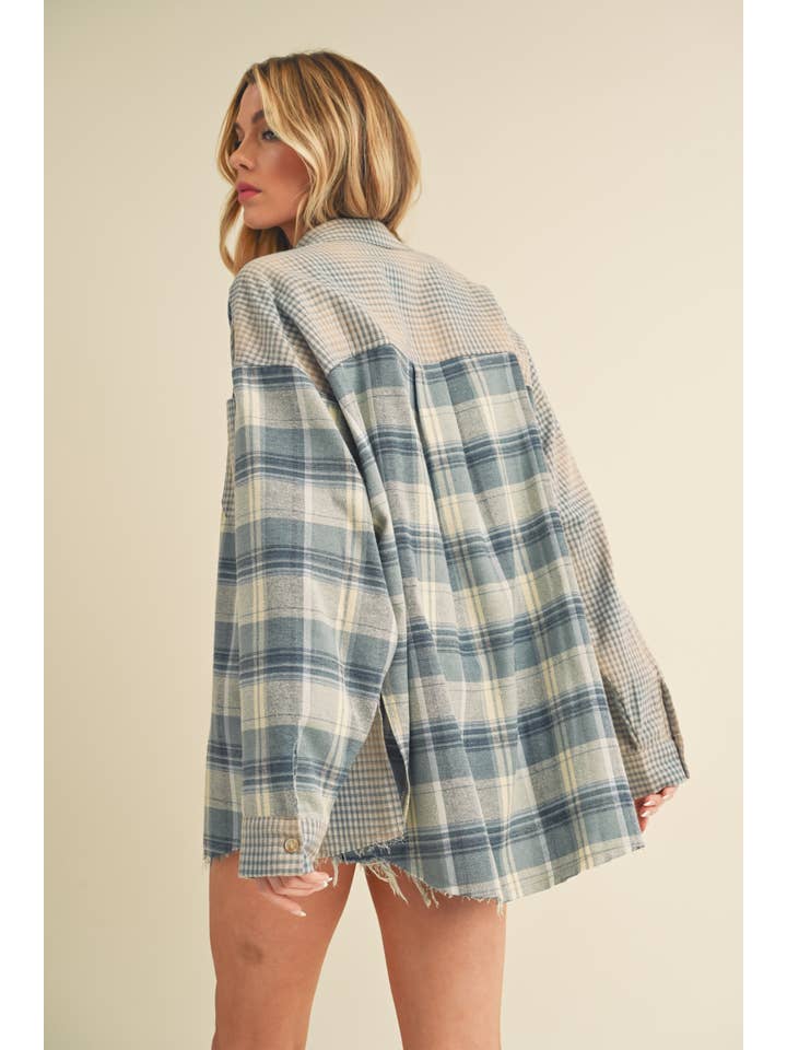 Blue Multi 8376EN Kambrie Plaid Flannel Shirt 1 for wholesale on Faire