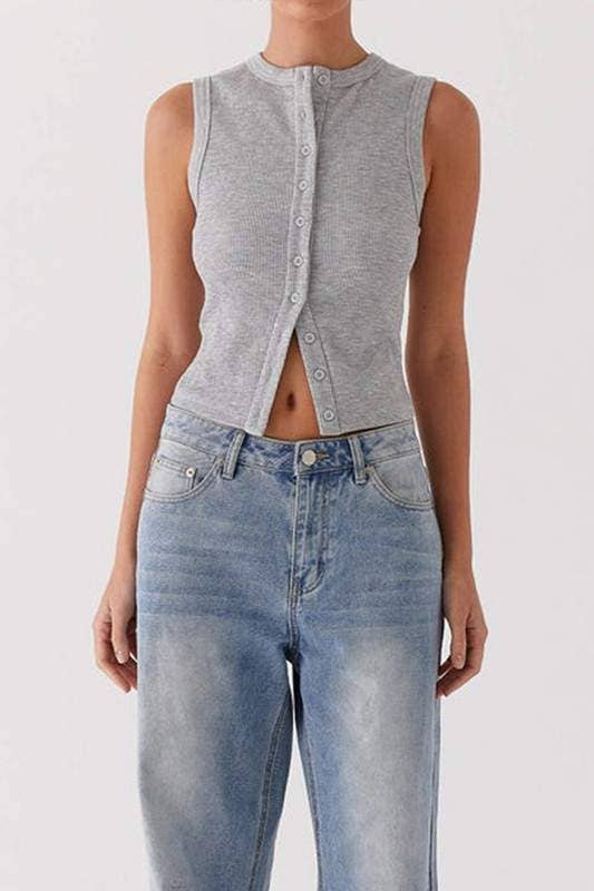 Fashion Combination - Wholesale Knit Sweater - Women's - sleeveless button front crop12