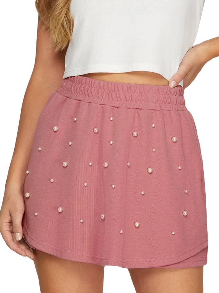 Pearl Heavy Knit Short with Elastic Waist Band for wholesale by Vanilla Monkey