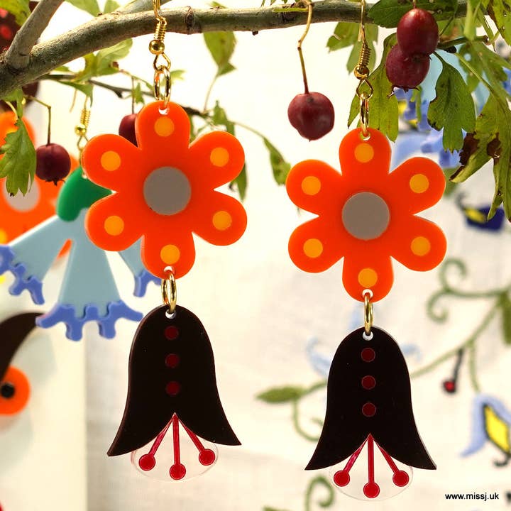 Brincos Polonesa Kaszuby Outono por atacado de MissJ Acrylic Couture