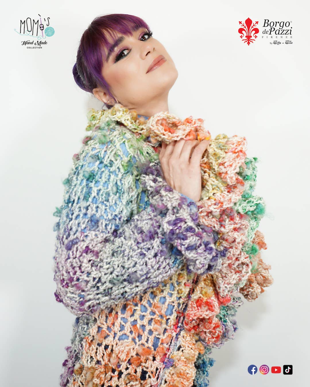 Borgo de' Pazzi - Firenze – Engroshandel Newsboy/schoolboy hat - Dame – Bibi fantasigarn med flammeeffekt og multifarvede knuder19