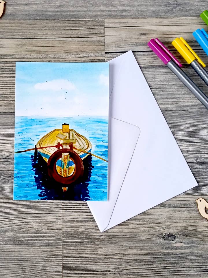 Hälsningskort – Grekland – Reseinspirerad illustration för wholesale av Christina Jenne Art and Design