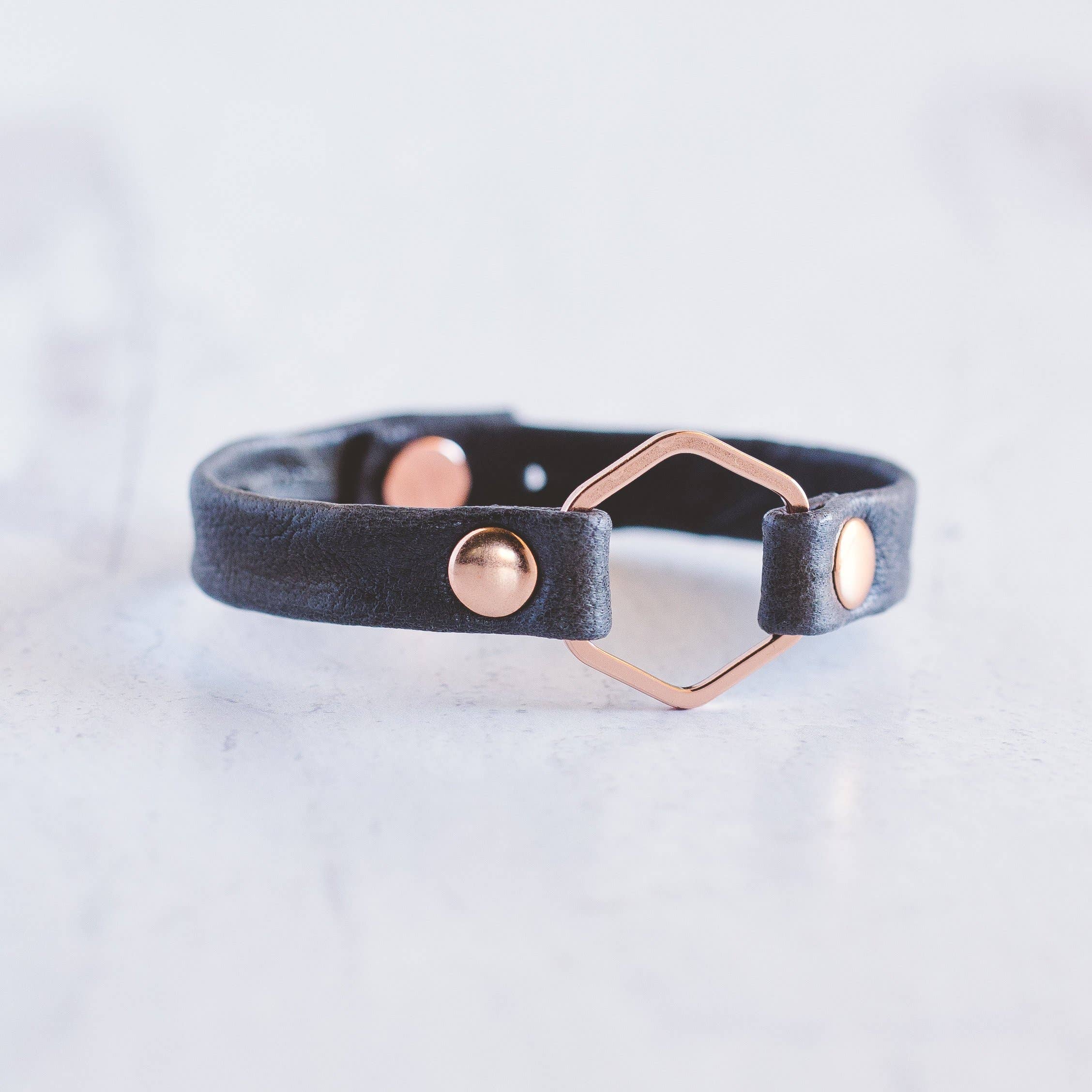 Giving Bracelets - Wholesale Bangle Bracelet - Honeycomb Leather Bracelet - Rose Gold12
