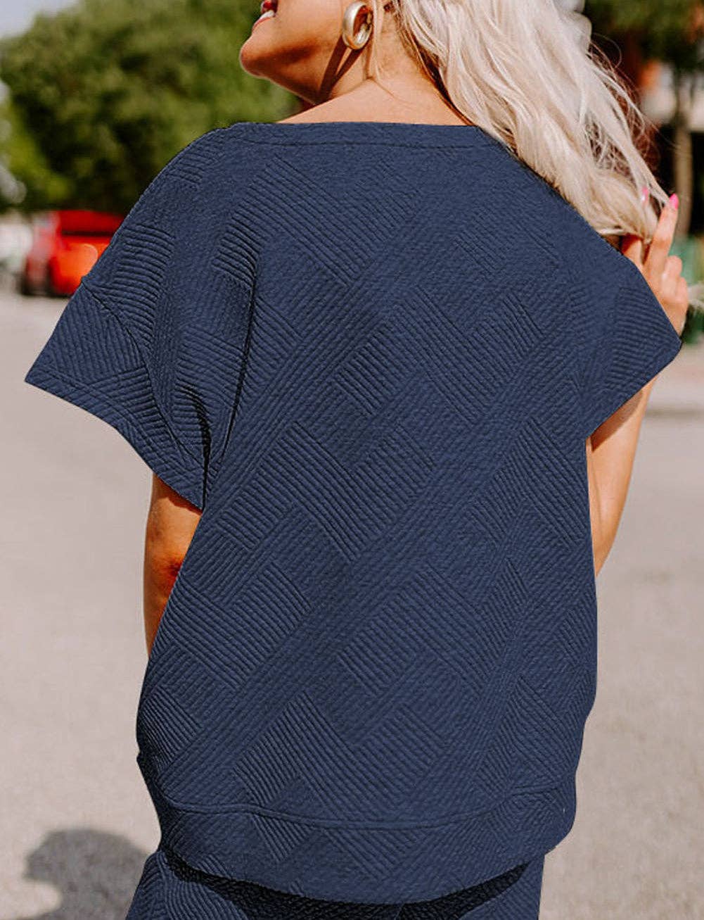 FULL TIME PURCHASE - Wholesale Lounge Set - Women's - Textured Loose Fit T Shirt and Drawstring Pants Set12