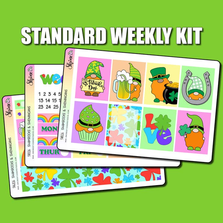 Kit d'autocollants hebdomadaire vertical Shamrocks & Shenanigans pour la vente par Shine Sticker Studio