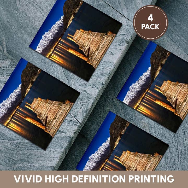 3dRose - Wholesale Coasters - 3dRose, Dock Over A Mountain Lake Image Of Light Infused Painting, Coaster5