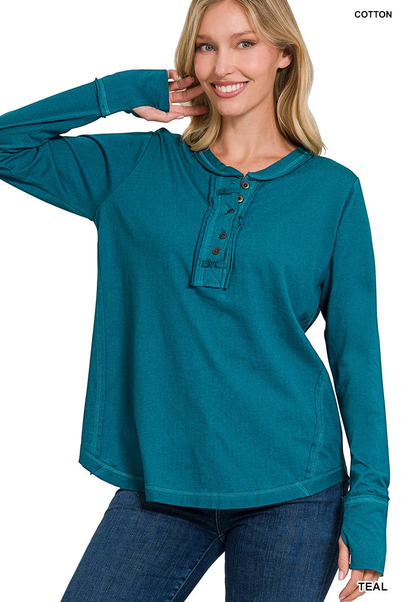 42POPS - Wholesale T-Shirt - Women's - ..'SI-24797 THUMB HOLE CUFFS BUTTON CLOSURE LONG SLEEVE TOP16