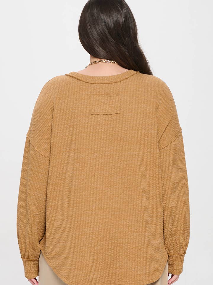 Blu Pepper - Wholesale Knit Top - Women's - PLUS DROP SHOULDER LONG SLEEVE SWEATER KNIT TOP