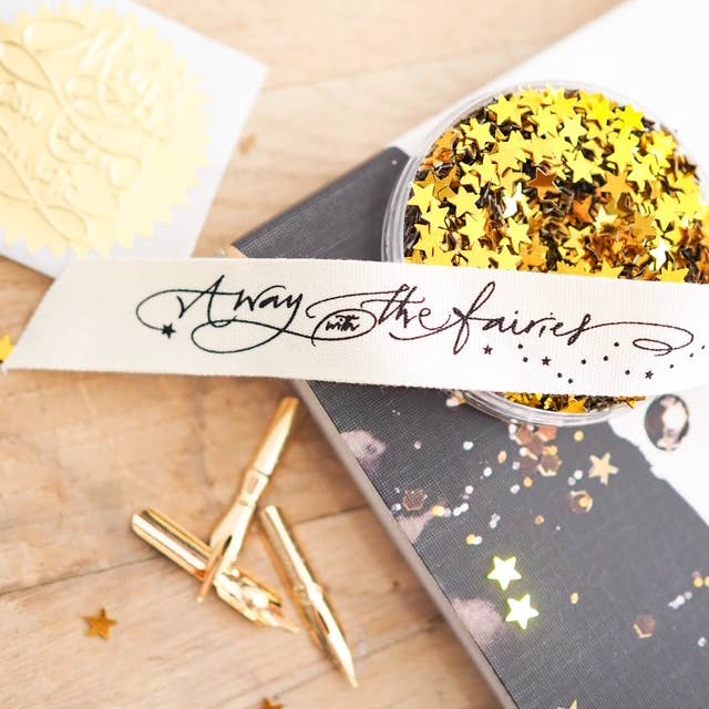 Away with the fairies calligraphy ribbon X Betty Soldi for wholesale by soch and co