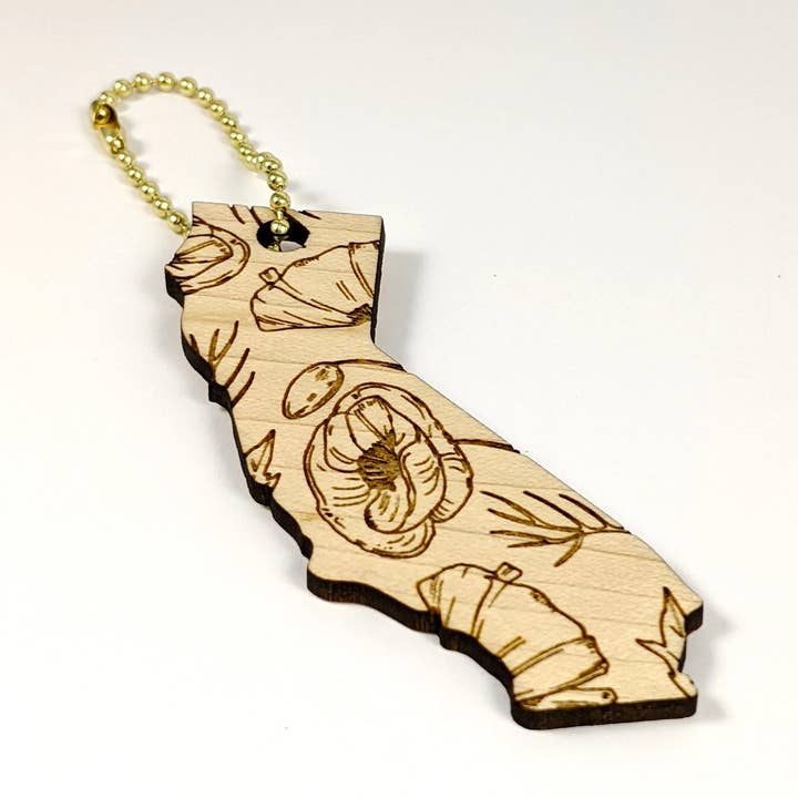 California State Shaped Poppy Keychains for wholesale by Crafted