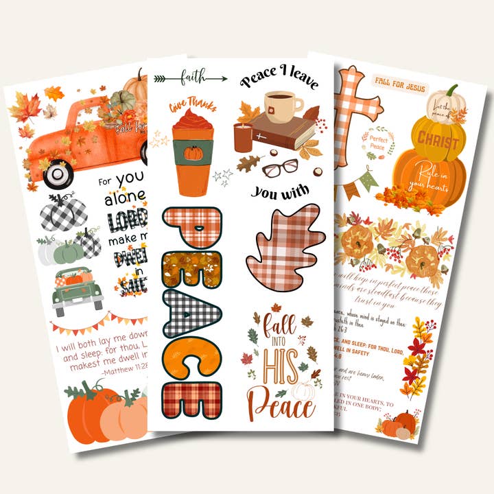 Fall Into His Peace | Rub On Transfer | Pumpkin | Decals for wholesale by Christian Craft Paper
