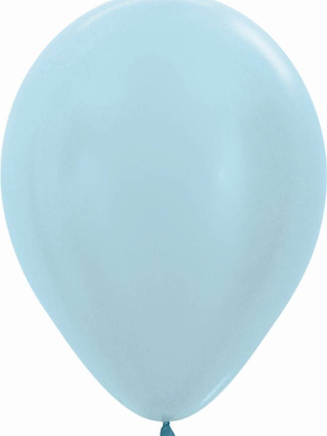 Pack of 50 light blue latex metal R12 HQ balloons for wholesale by Mis Globos