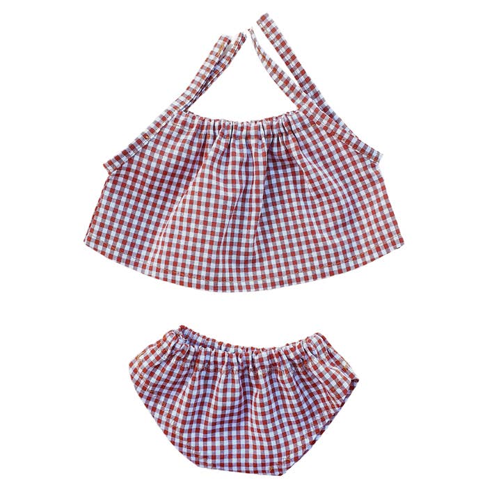 Vichy Brick Strap And Matching Panty Shirt for wholesale by Maman Poule et Papa Coq