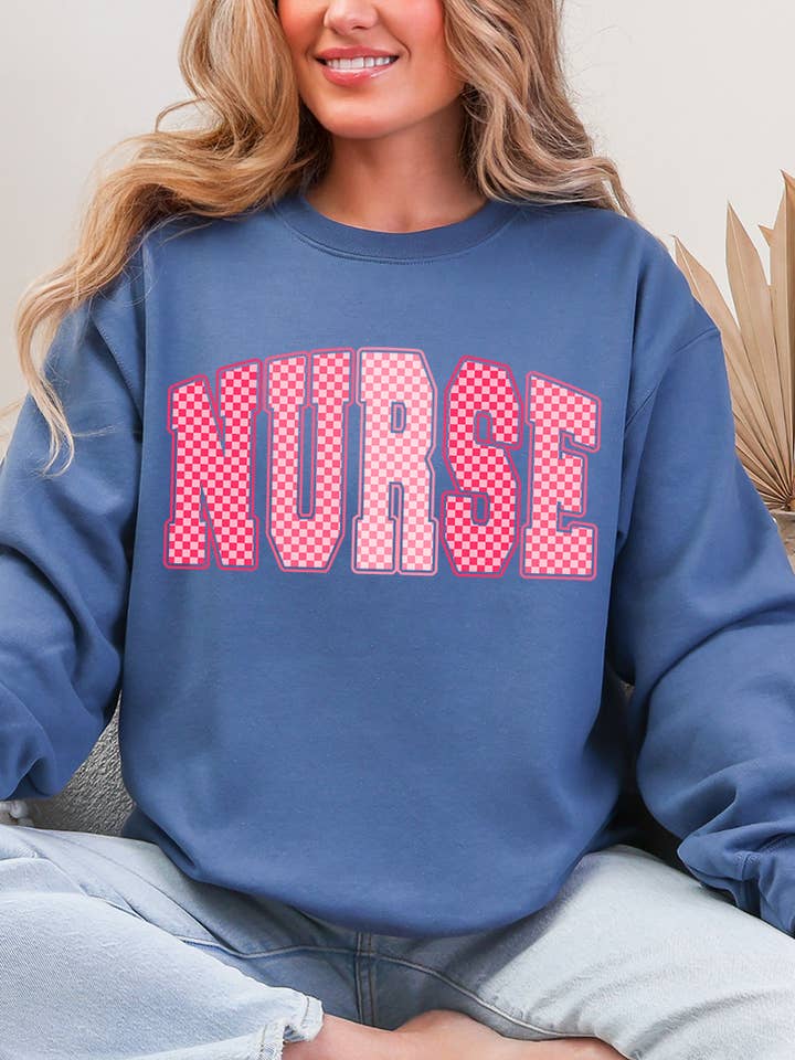 Checkered Care Heavy Blend Crew Sweatshirt for wholesale by Wholesale Accessory Market