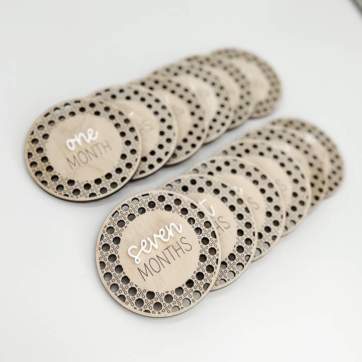 Baby Monthly Markers - Rattan for wholesale by Mud & Honey