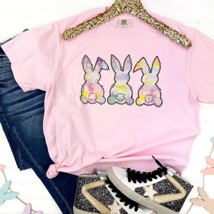 Watercolor Bunnies Comfort Colors T-Shirt für den Großhandel von Nikkilynn Wholesale
