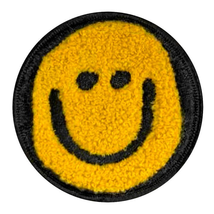 Primrose Yellow Velcro Patch Smiley Face for wholesale on Faire2
