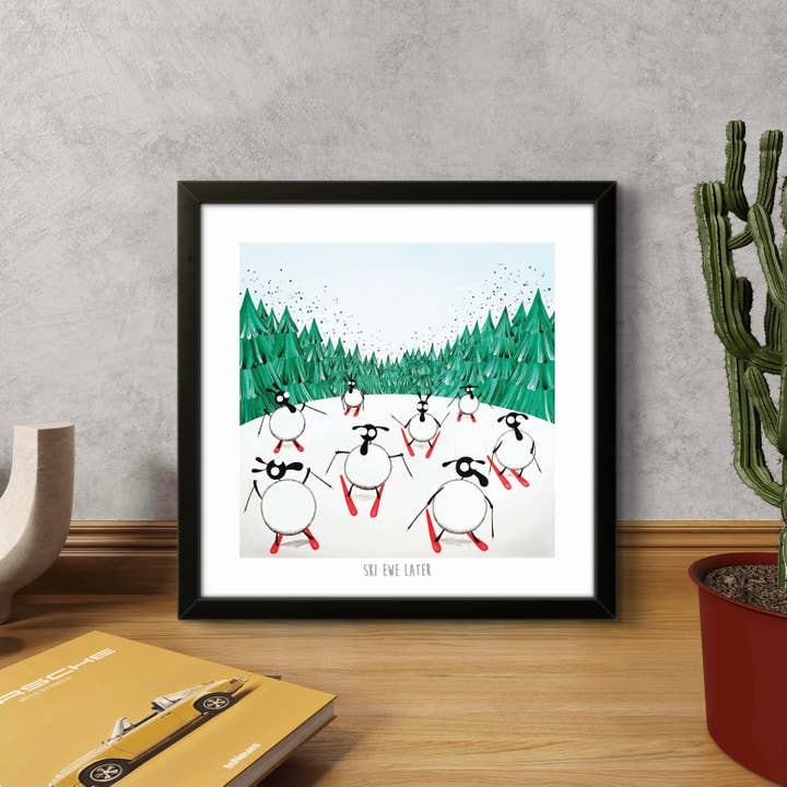 Ski Ewe Later print for wholesale by Mervyn Tay Art