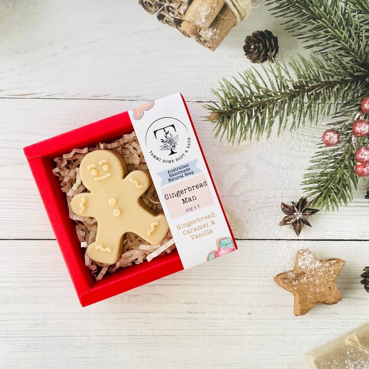 Tammi Home Body & Bath - Wholesale Bar Soap - Handmade Artisan Christmas Soap | Gingerbread Man | Warm Gingerbread, Caramel & Vanilla Scent2
