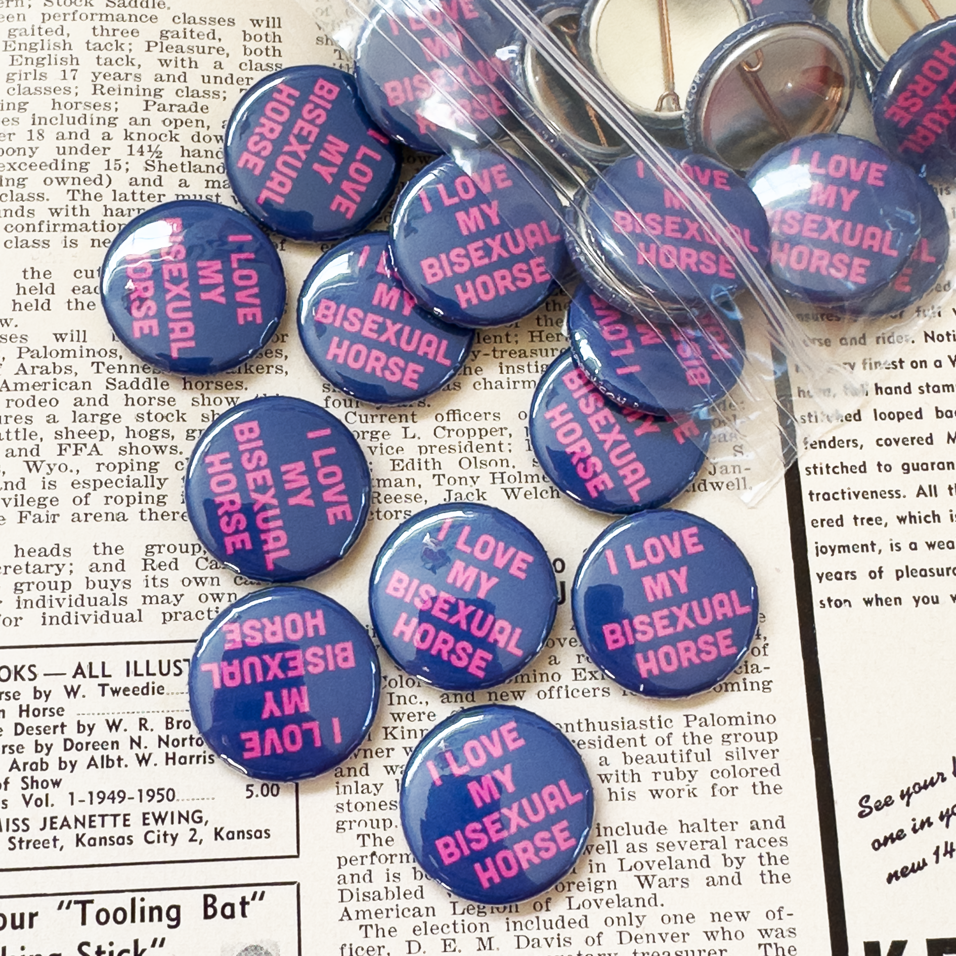 Pony Up by Audrey - Wholesale Lapel Pin/Button - I Love My Bisexual Horse Button0