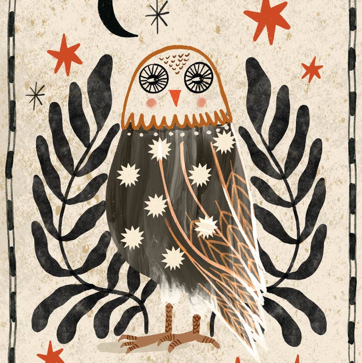 Carole Hillman - Wholesale Art Print - Folk Owl3