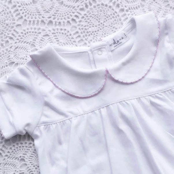 Melone - Wholesale Bodysuit (Non-Footed) - Baby - Sia Bubble Pima Cotton Romper | Pink Cotton Trim