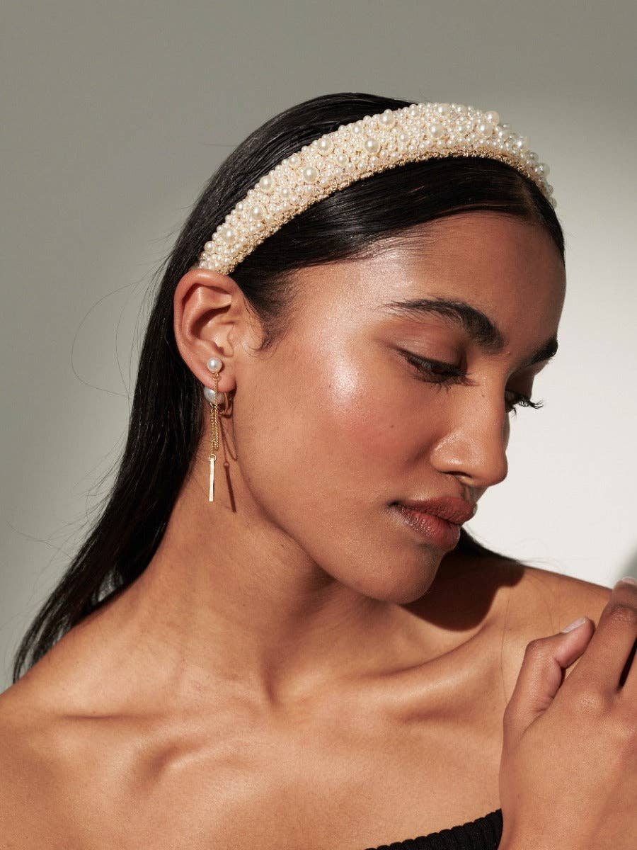 Angels Whisper Accessories - Wholesale Fashion headband – women's - Bianca Pearl Beads Headband