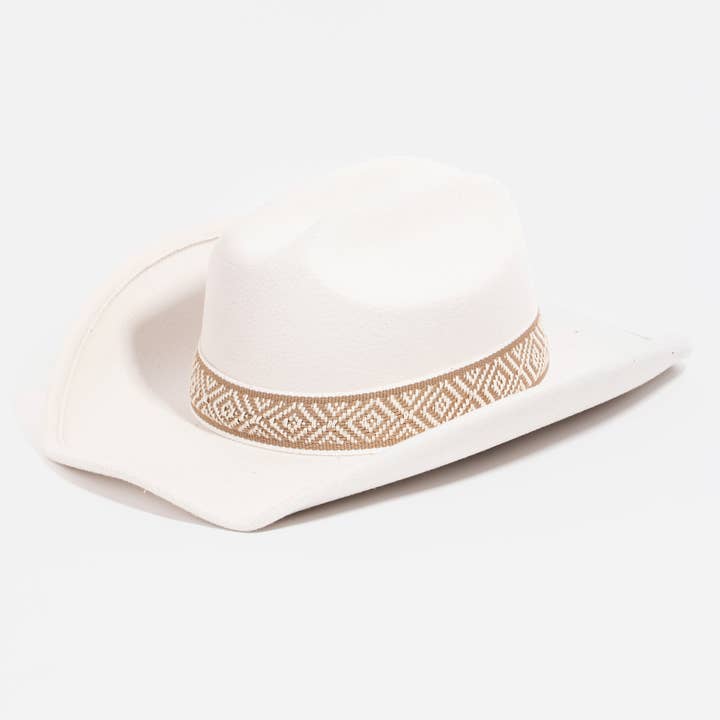 Collections by Fame Accessories - Wholesale Cowboy Hat - Women's - Western Braided Pattern Strap Cowboy Hat