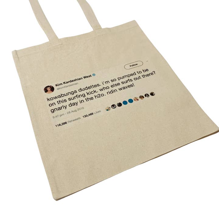 ZZZEBRAAA LIMITED - Wholesale Tote Bag - Unisex - Kim Kardashian Twitter Tote Bag Funny Celebrity Y2K Surfer