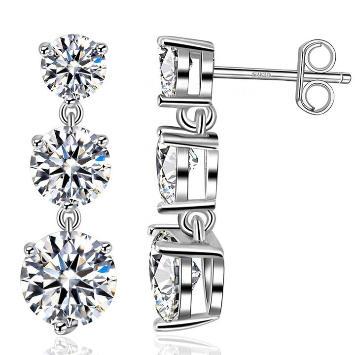 Sephla - Wholesale Dangle Earrings - 925 Silver CZ Diamond Dangle Stud Earring
