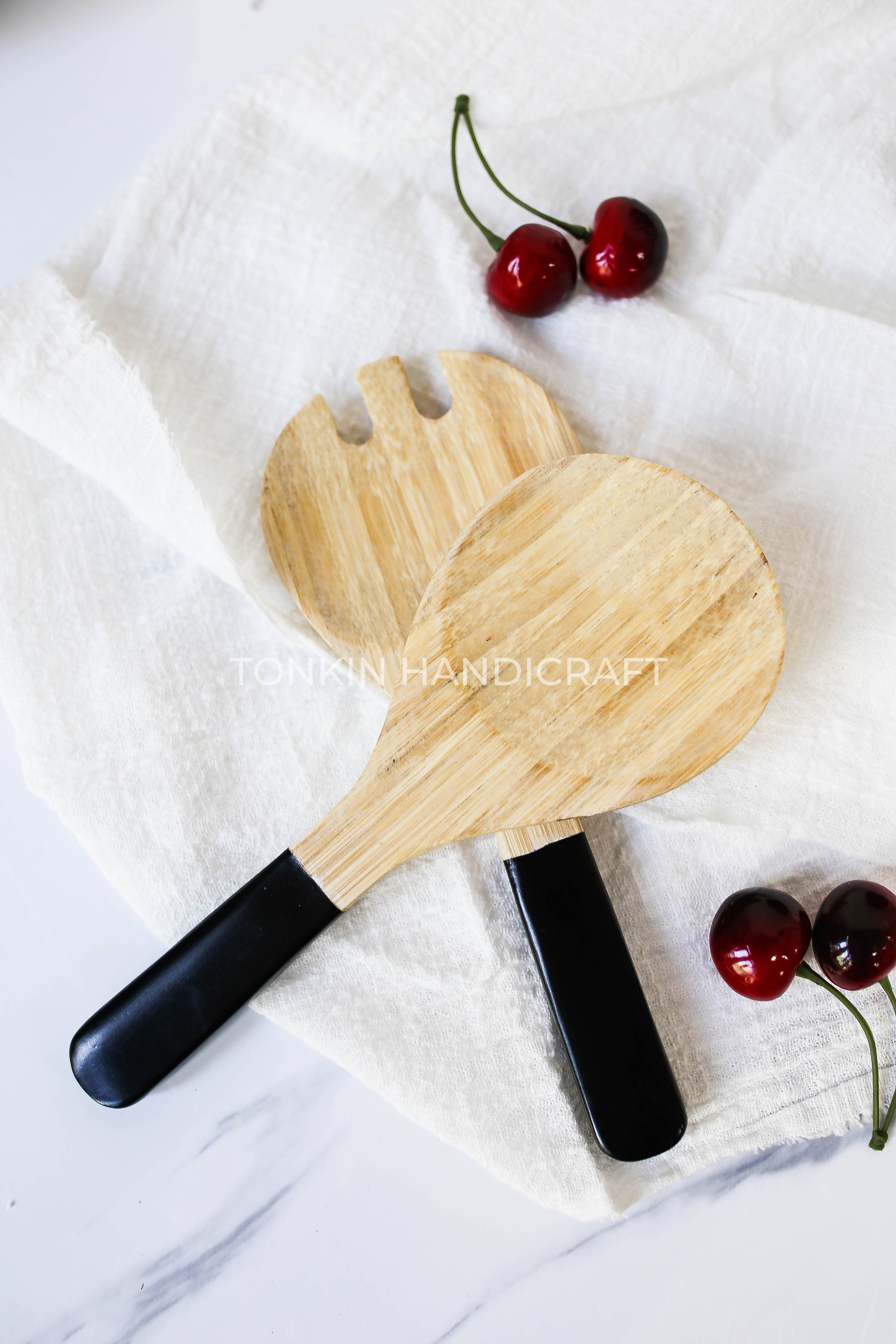 Tonkin Handicraft – wholesale Serving utensil – Set 2 Salad Bamboo Utensils0