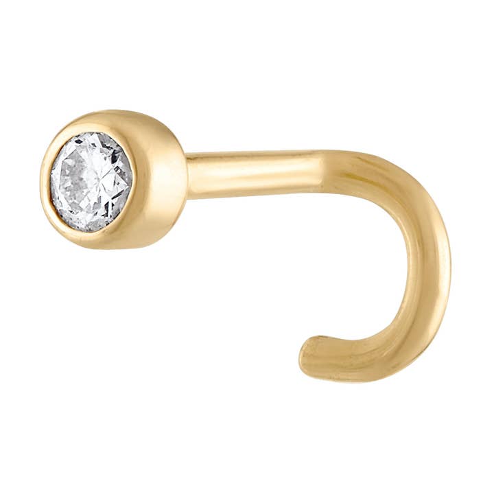 14kt Genuine Diamond Nose Ring | Solid Gold Nose Ring | 14kt Solid Gold | Nose Stud | Gold Nose Stud | Minimalistic Jewelry I Bezel Stud for wholesale by Zahav Jewelry