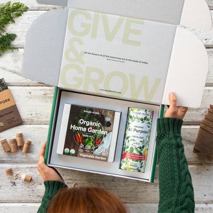 Gift Box Set - Vegetable Garden Kit + All Purpose Fertilizer for wholesale by Spade To Fork