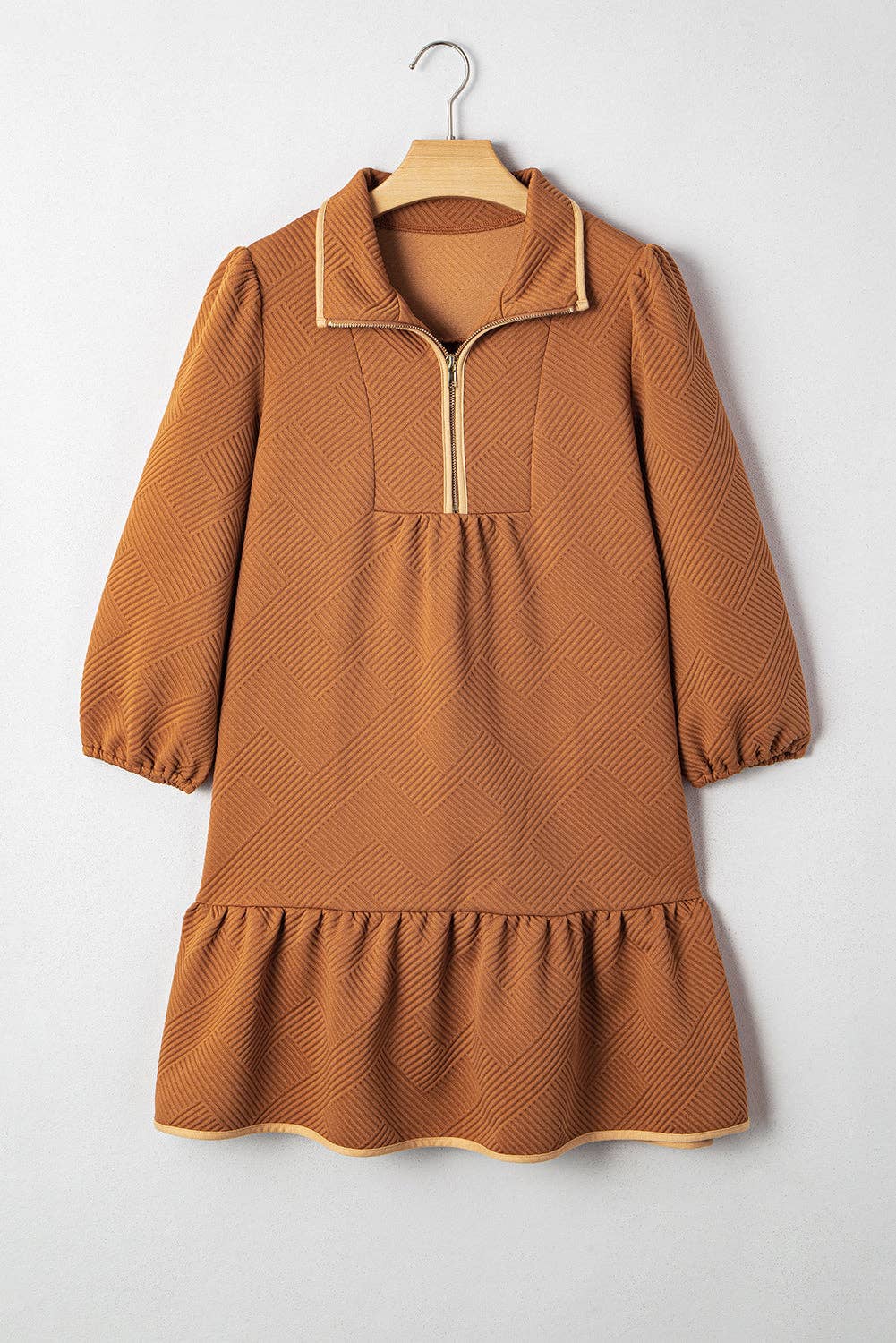 Naomi's Happy Place Shop - Wholesale Dress - Women's - Danielle Zip Collar Textured Mini Dress6