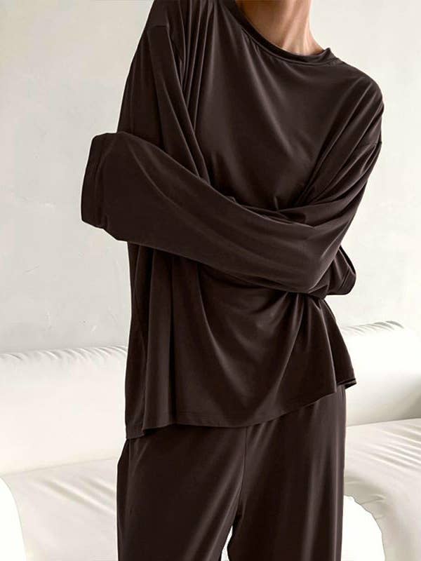 Fall viscose top pants pajamas loungewear set for wholesale by HIDDENBRAND