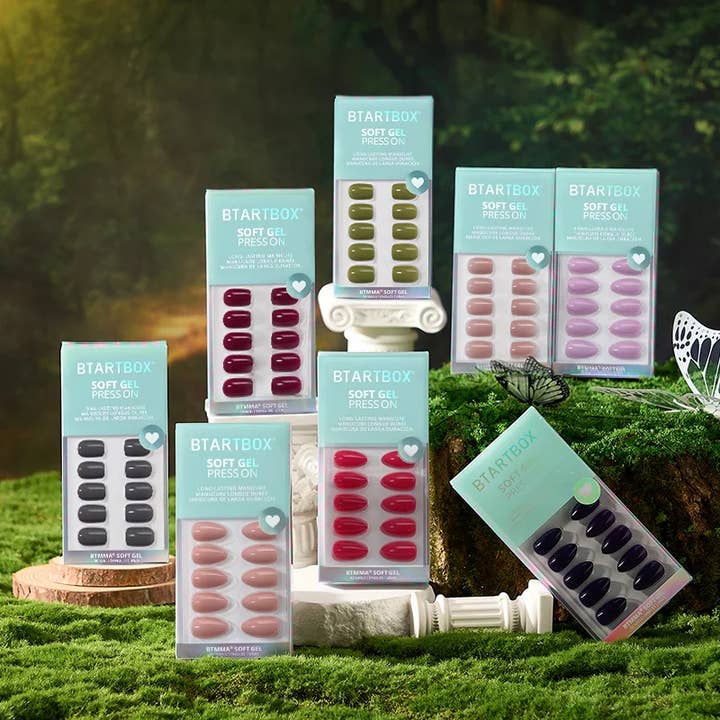 Squoval Almond Press On Nails - Soft Gel Short Fake Nails for wholesale by BTArtboxnails