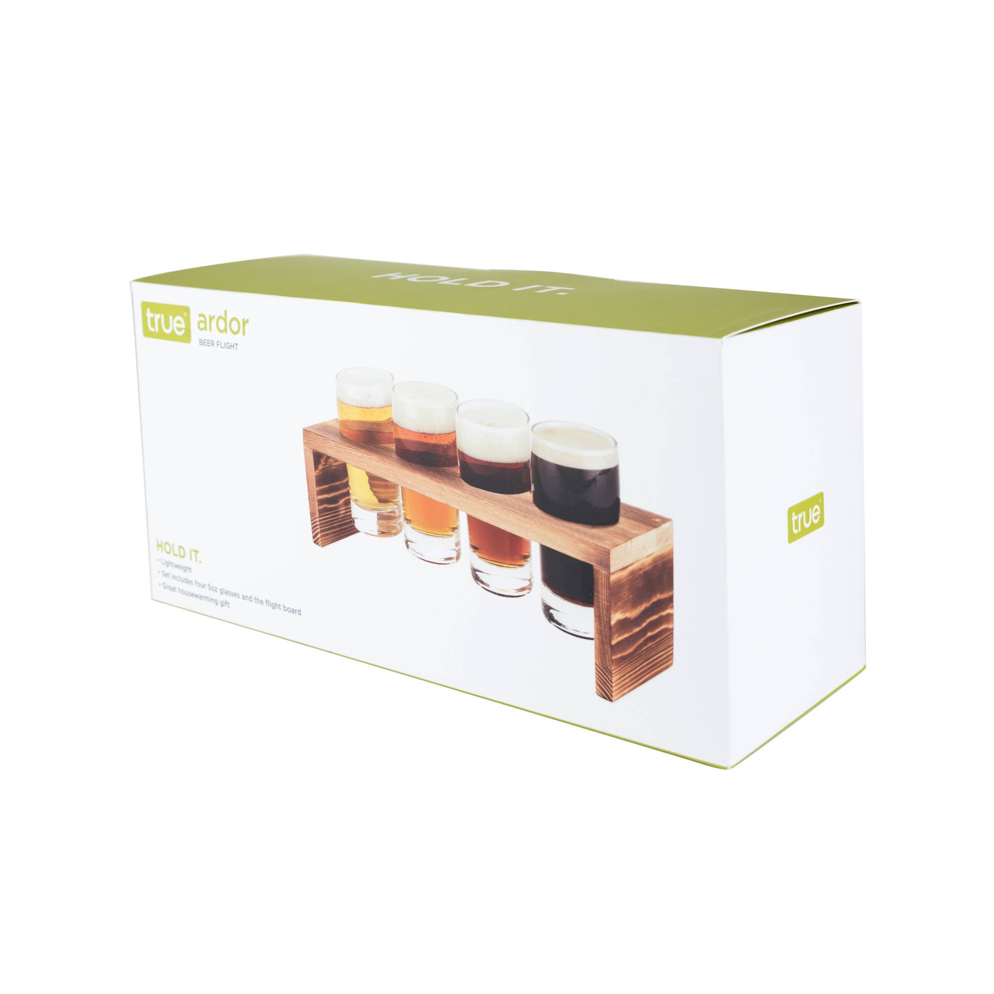 TRUE - Wholesale Beer Glass/Mug - Ardor Wooden Beer Tasting Flight Board and Glasses Set of 51