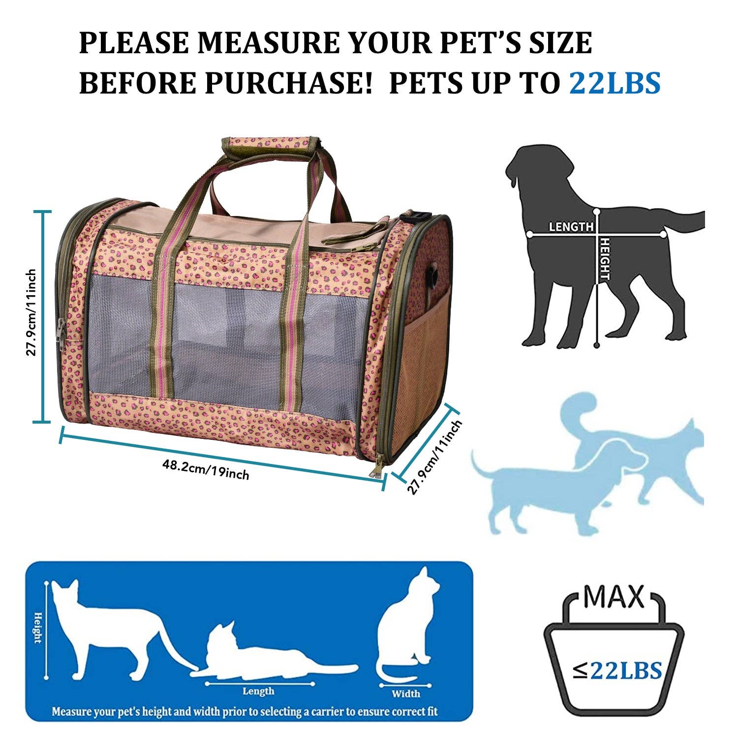 Jespet - Wholesale Pet Carrier - Cat/Dog - GOOPAWS Soft-Sided Travel Small Dog & Cat Carrier Bag, Orange Cheetah2