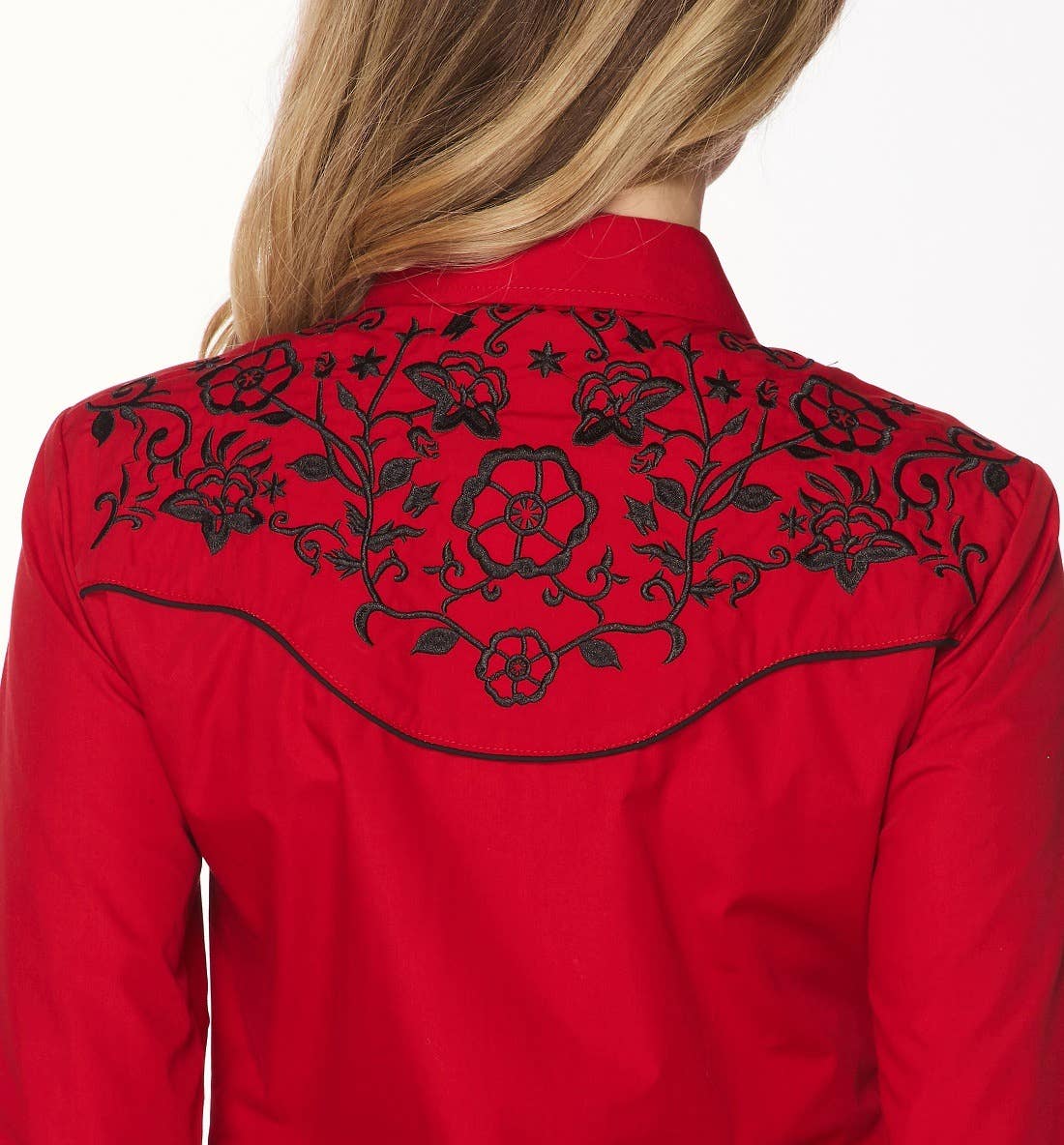 Rodeo Clothing - Vente Chemise à col boutonné – femme - Robe brodée à manches longues d'inspiration western pour femmes20