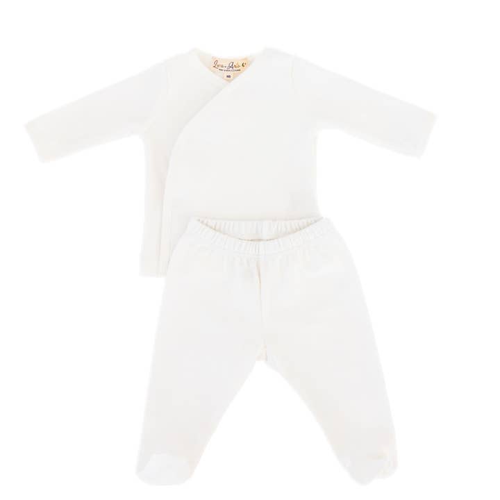 Magnolia Baby - Wholesale Clothing Set - Baby - Luna & Arlo Basics Kimono Footed Pant Set - Ivory